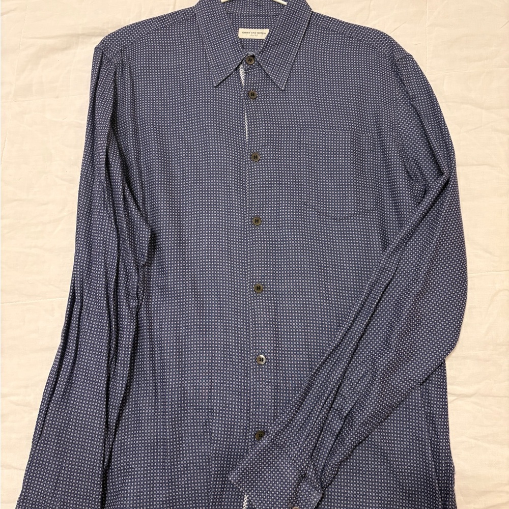 Men's Dries Van Noten Blue pattern shirt